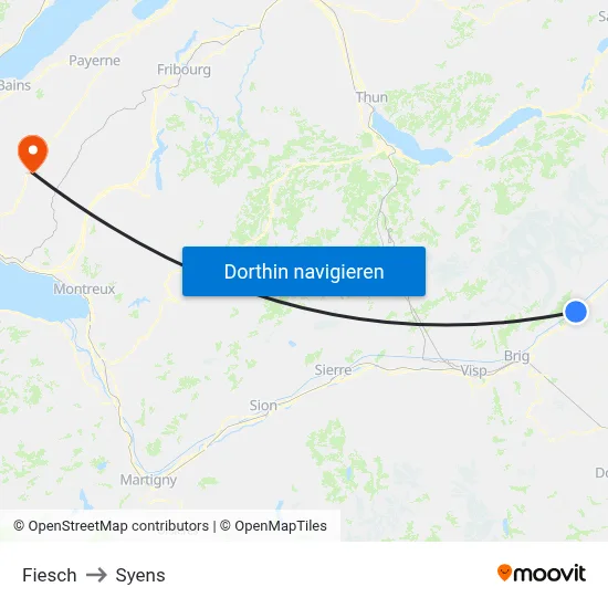 Fiesch to Syens map