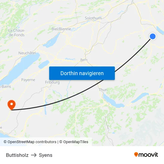 Buttisholz to Syens map
