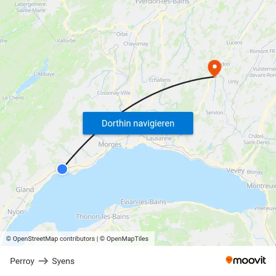 Perroy to Syens map