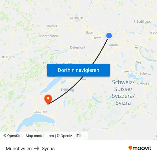 Münchwilen to Syens map