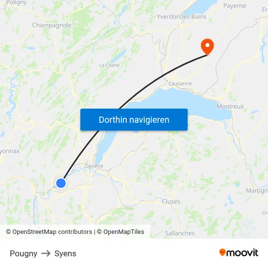 Pougny to Syens map