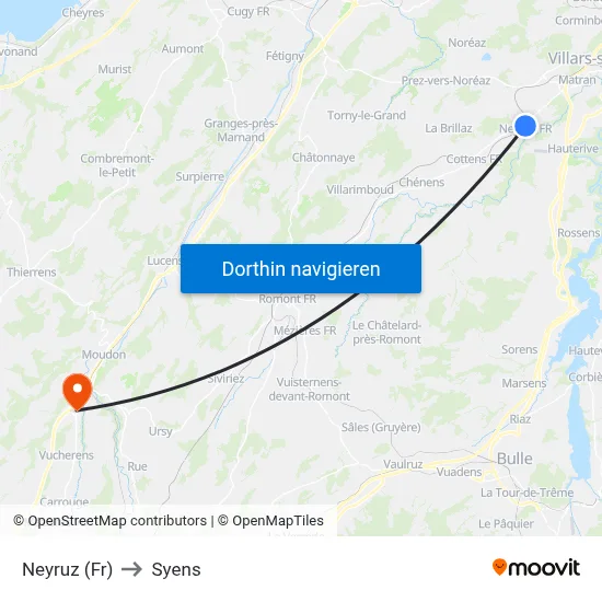 Neyruz (Fr) to Syens map