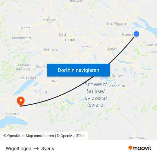 Wigoltingen to Syens map