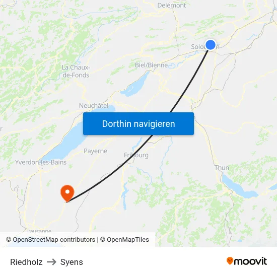 Riedholz to Syens map