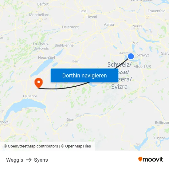 Weggis to Syens map