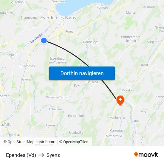 Ependes (Vd) to Syens map
