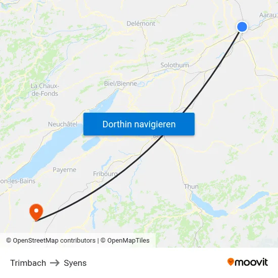 Trimbach to Syens map