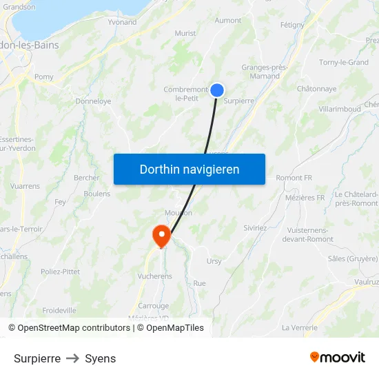 Surpierre to Syens map
