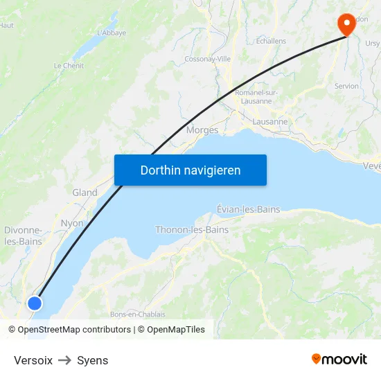 Versoix to Syens map