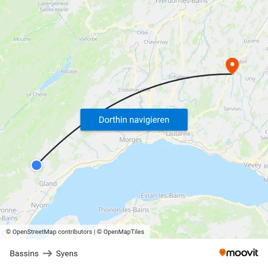 Bassins to Syens map