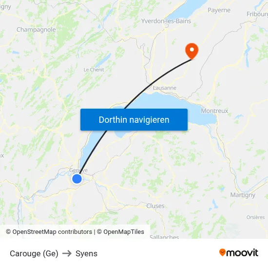 Carouge (Ge) to Syens map