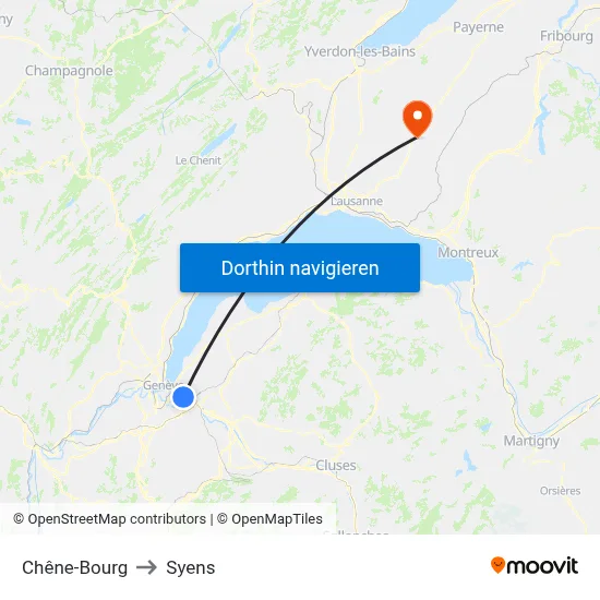 Chêne-Bourg to Syens map