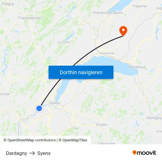 Dardagny to Syens map