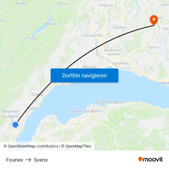 Founex to Syens map