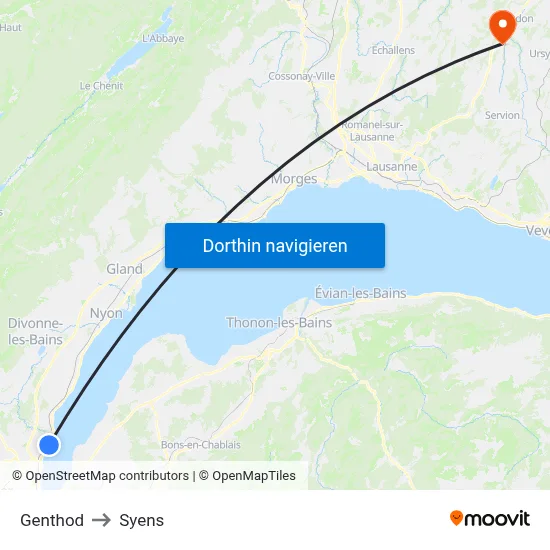 Genthod to Syens map