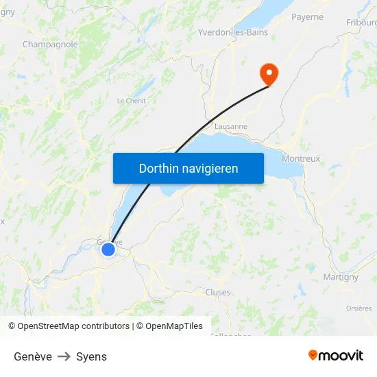 Genève to Syens map