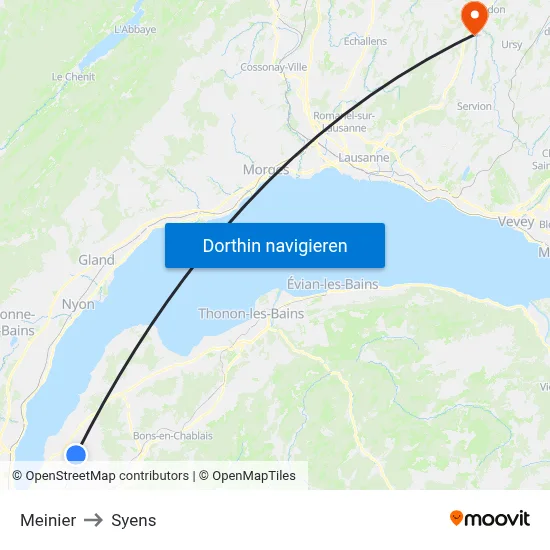 Meinier to Syens map