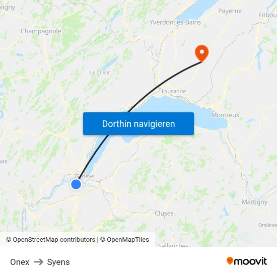 Onex to Syens map