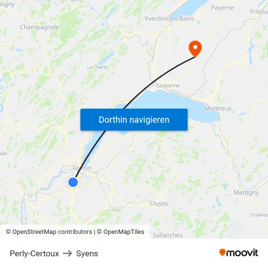 Perly-Certoux to Syens map