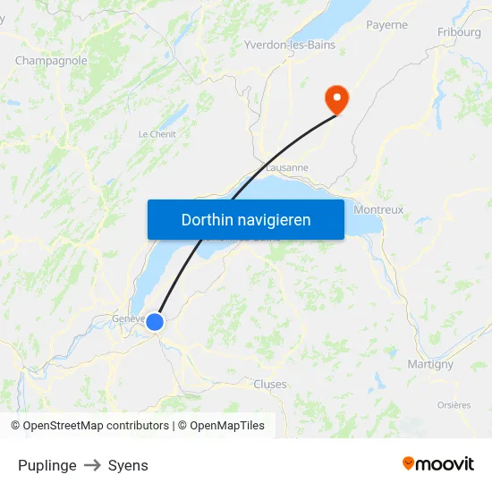 Puplinge to Syens map