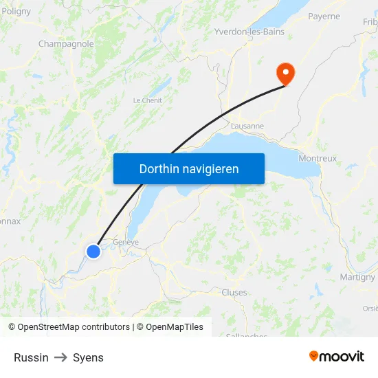 Russin to Syens map