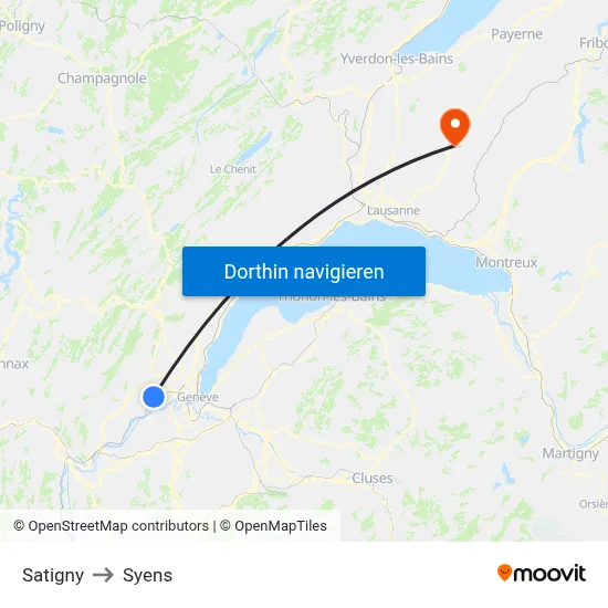 Satigny to Syens map