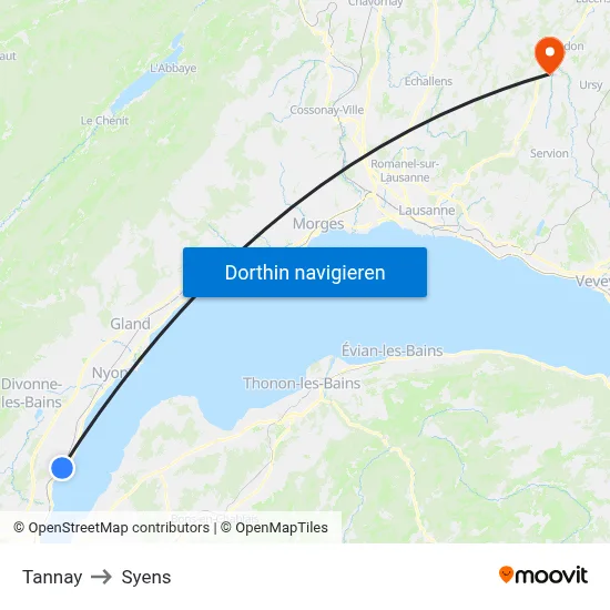 Tannay to Syens map