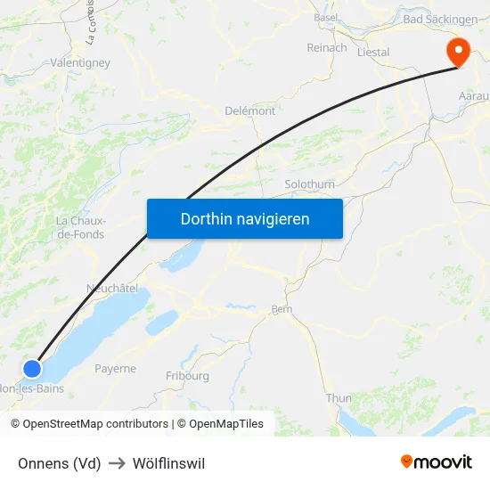Onnens (Vd) to Wölflinswil map