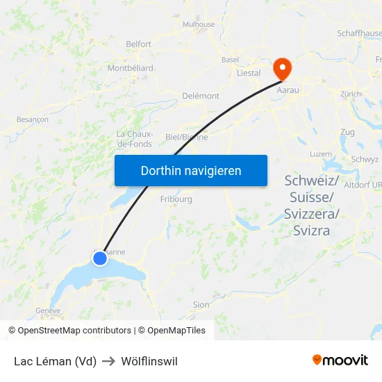 Lac Léman (Vd) to Wölflinswil map