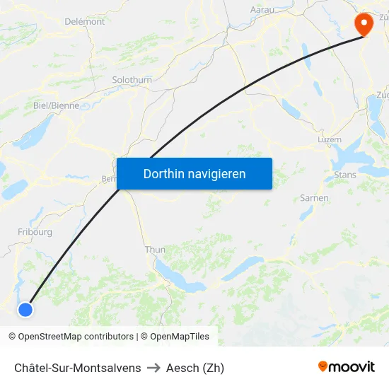 Châtel-Sur-Montsalvens to Aesch (Zh) map