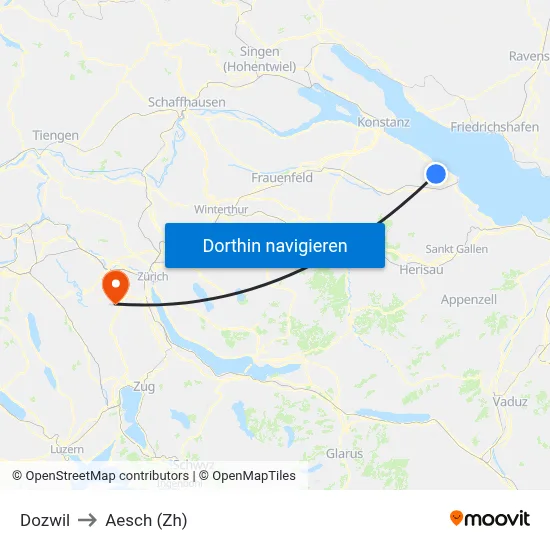 Dozwil to Aesch (Zh) map