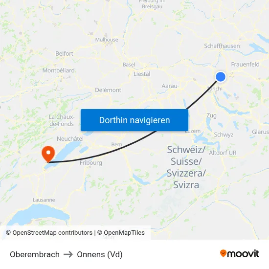 Oberembrach to Onnens (Vd) map