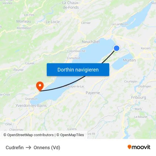 Cudrefin to Onnens (Vd) map