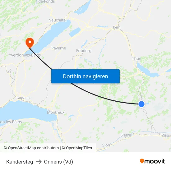 Kandersteg to Onnens (Vd) map