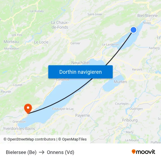 Bielersee (Be) to Onnens (Vd) map