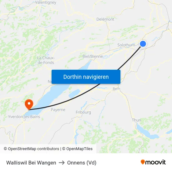 Walliswil Bei Wangen to Onnens (Vd) map