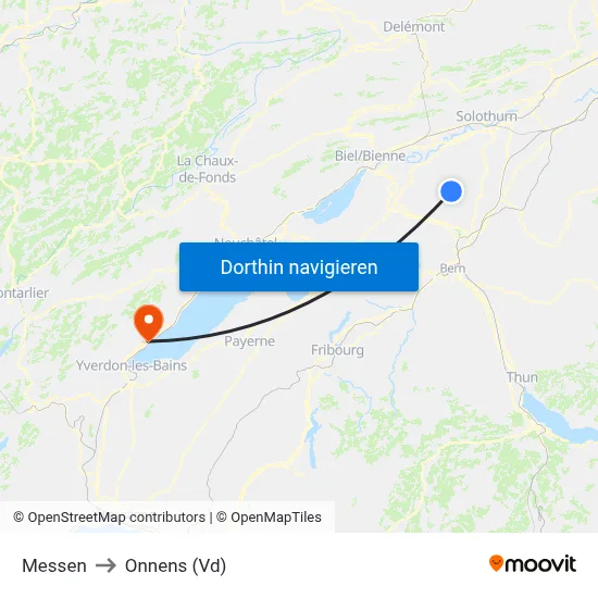 Messen to Onnens (Vd) map