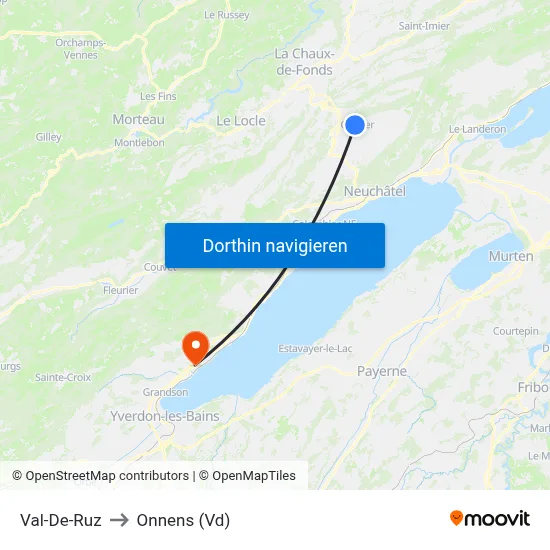 Val-De-Ruz to Onnens (Vd) map