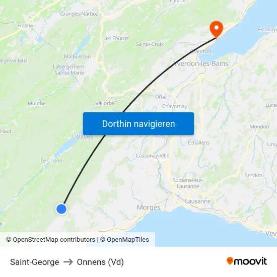 Saint-George to Onnens (Vd) map