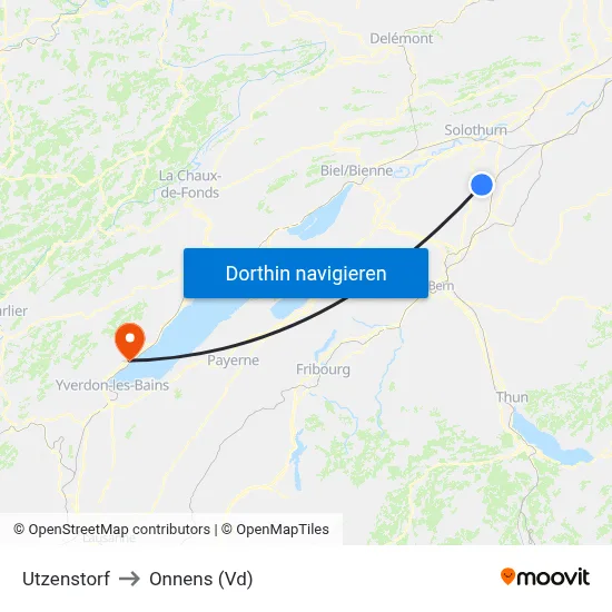 Utzenstorf to Onnens (Vd) map