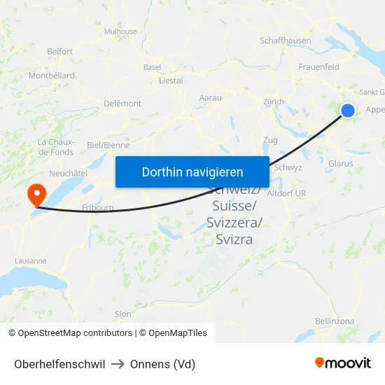 Oberhelfenschwil to Onnens (Vd) map