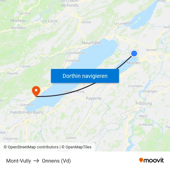 Mont-Vully to Onnens (Vd) map