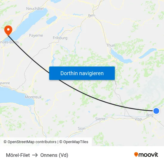 Mörel-Filet to Onnens (Vd) map