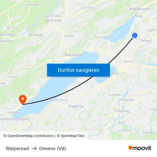 Walperswil to Onnens (Vd) map