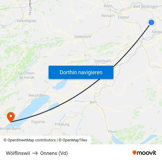 Wölflinswil to Onnens (Vd) map