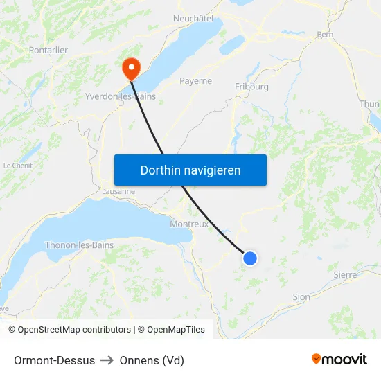 Ormont-Dessus to Onnens (Vd) map