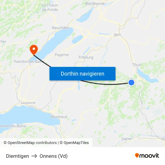Diemtigen to Onnens (Vd) map