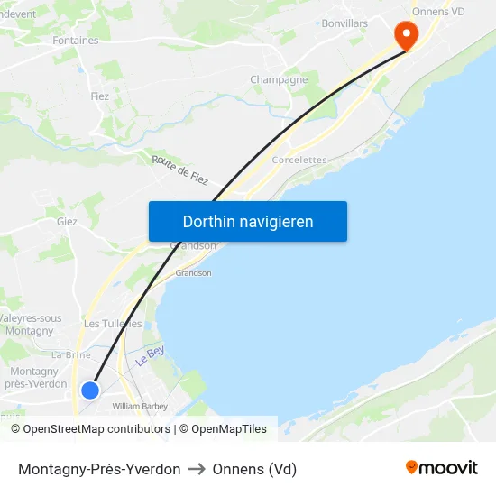 Montagny-Près-Yverdon to Onnens (Vd) map