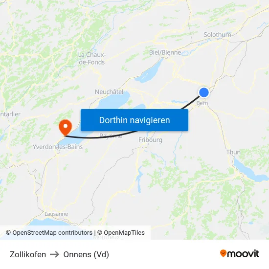 Zollikofen to Onnens (Vd) map