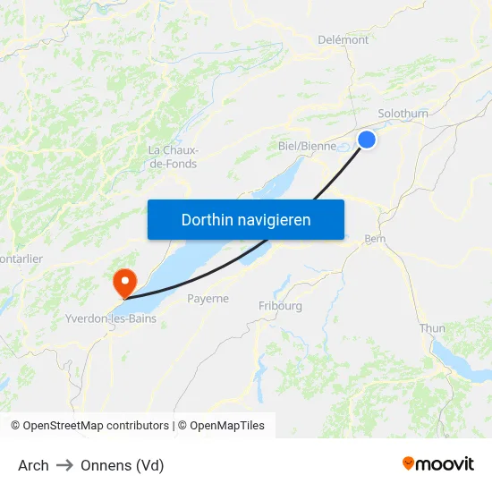 Arch to Onnens (Vd) map